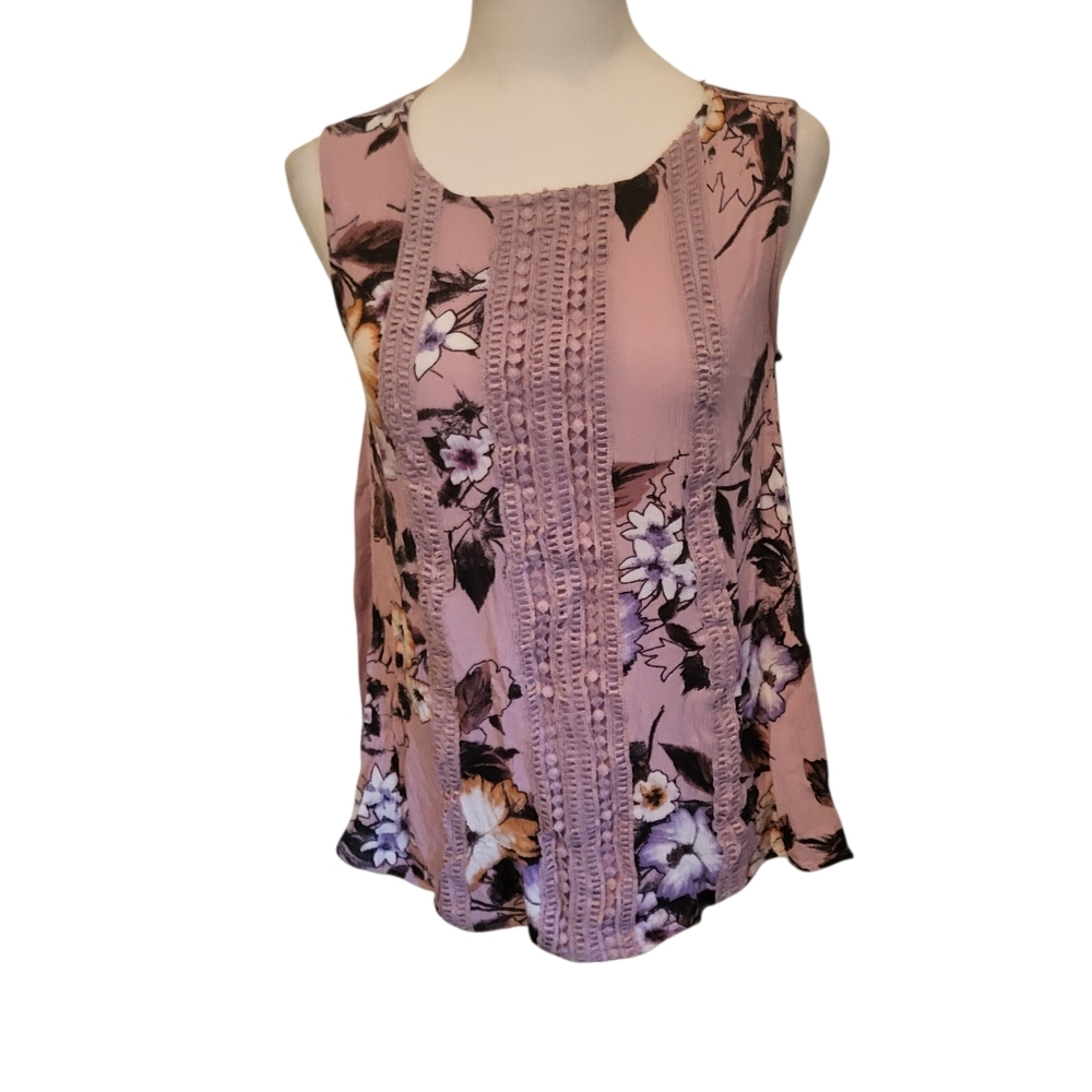 Lynn Ryan Floral Top Pink Sz M